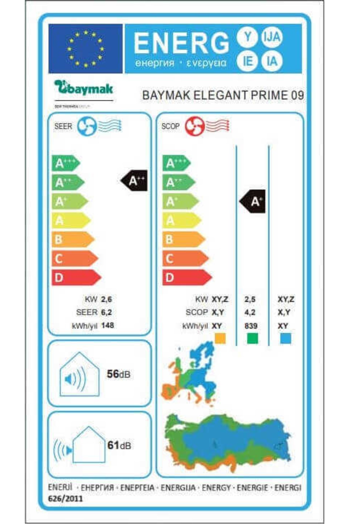 Elegant Prime 12.000 Btu A++ Inverter Klima.